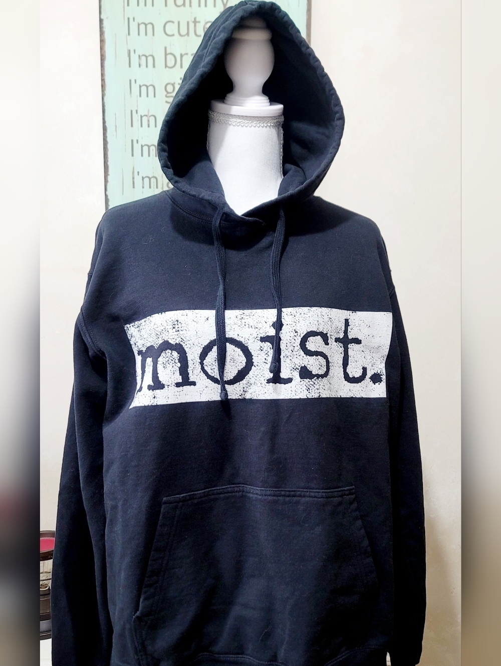 NEW Unisex Funny Graphic Black Pullover 'Moist' Hoodie